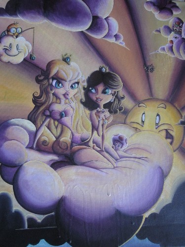 Peach and Daisy Cloudy Trip